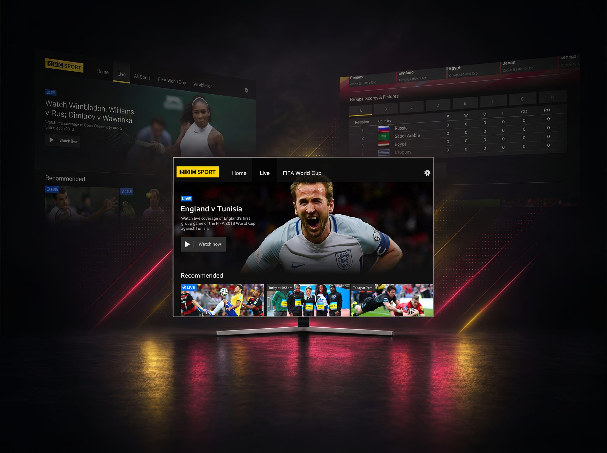 BBC Sport running on a connected television